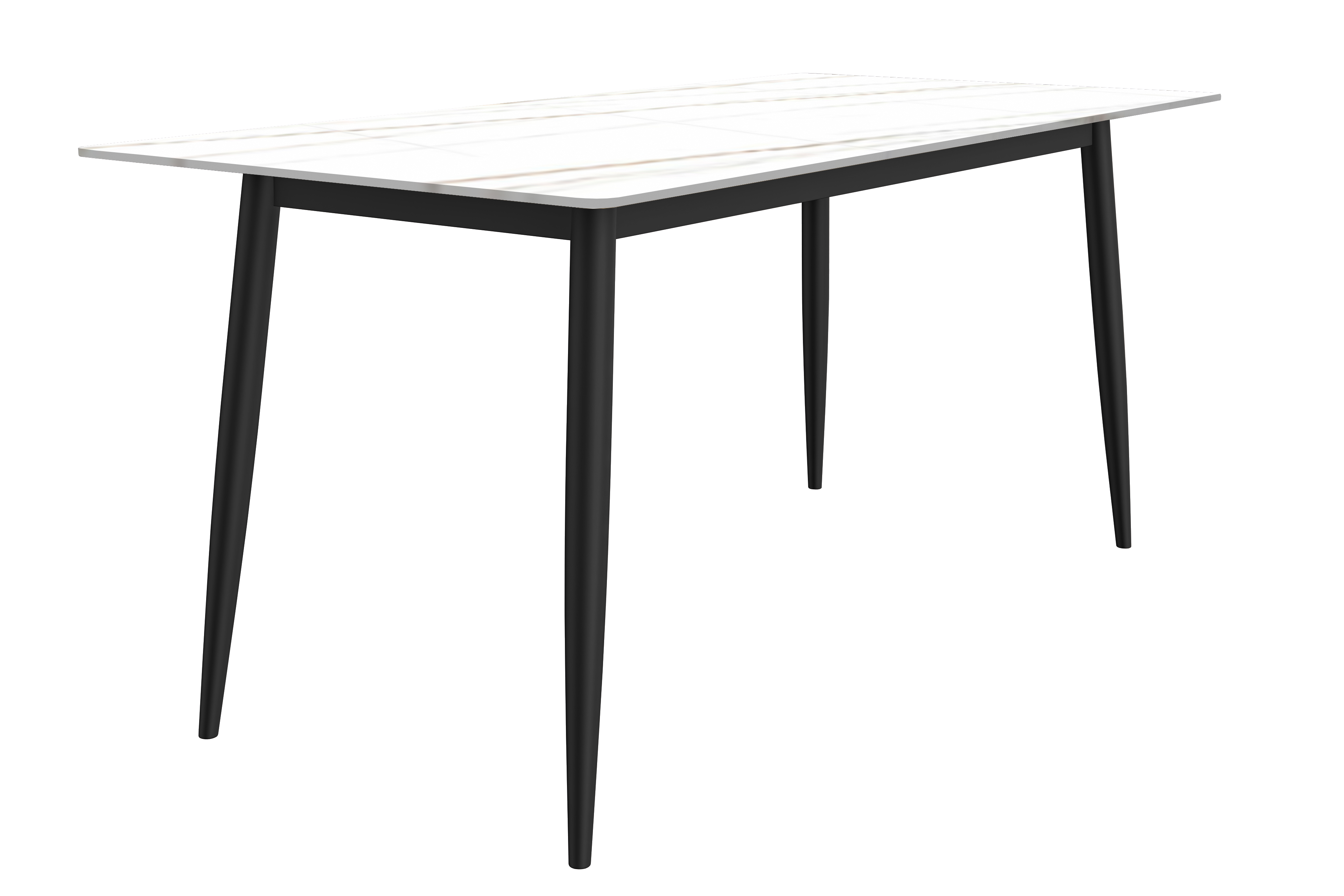 Zayle Series Modern Dining Table Black Base, With 55 White/Gold Sintered Stone Top