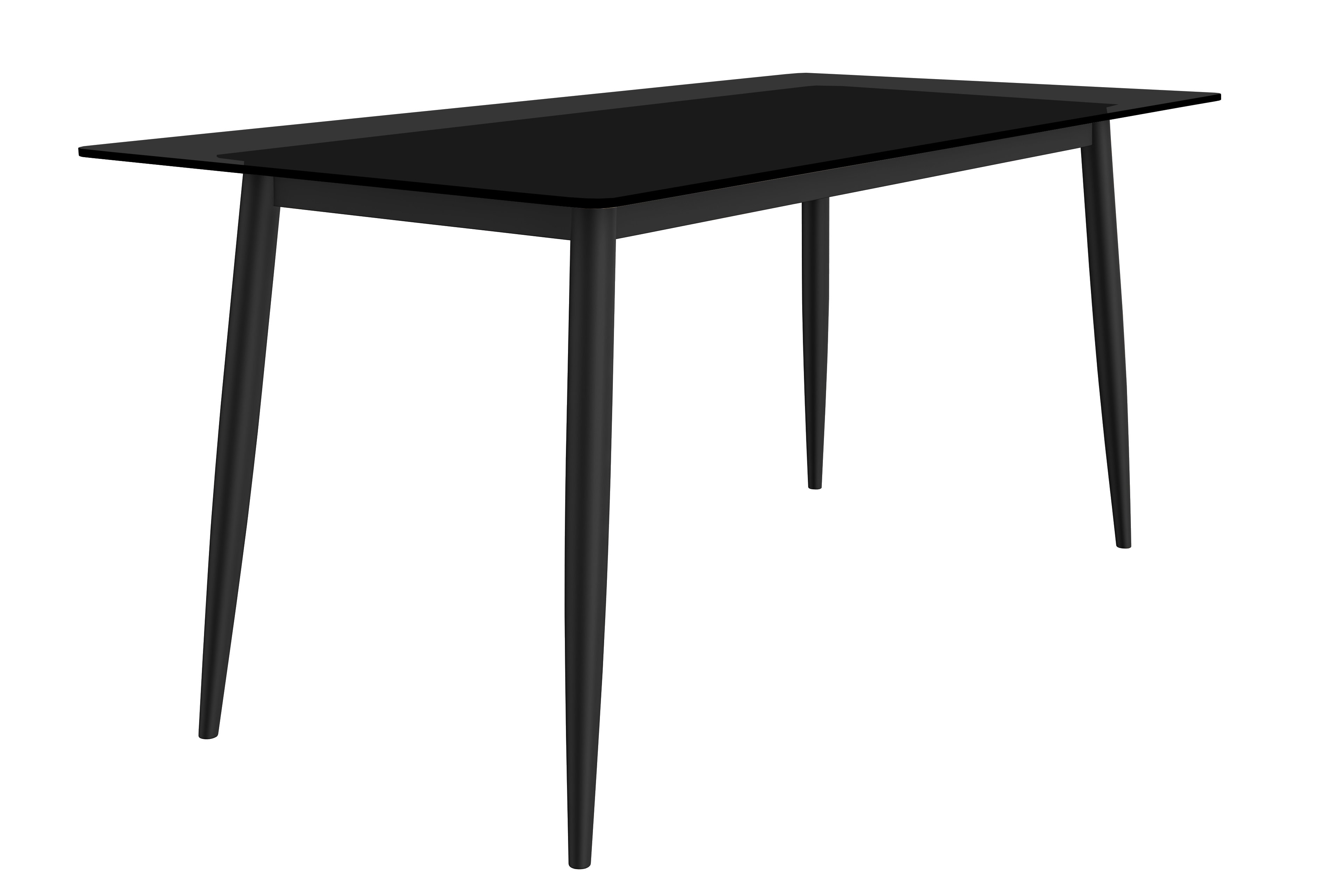 Zayle Series Modern Dining Table Black Base, With 71 Black Glass Top