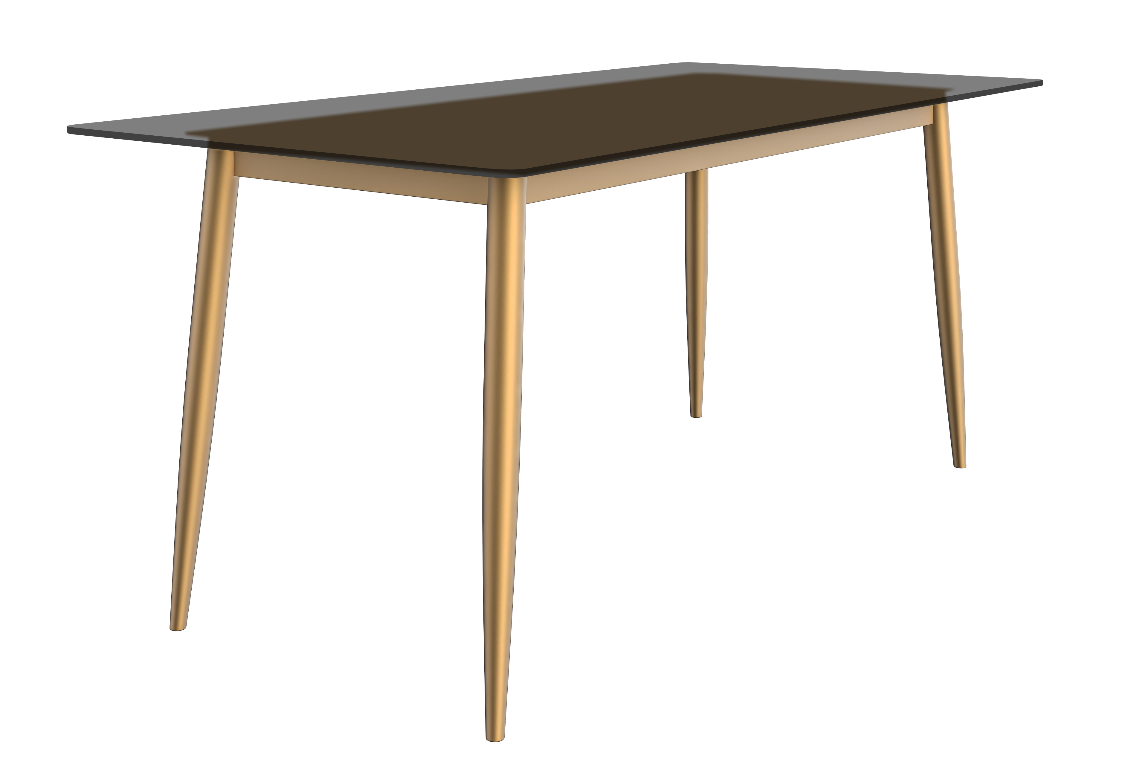 Zayle Series Modern Dining Table Brushed Gold Base, With 55 Black Glass Top