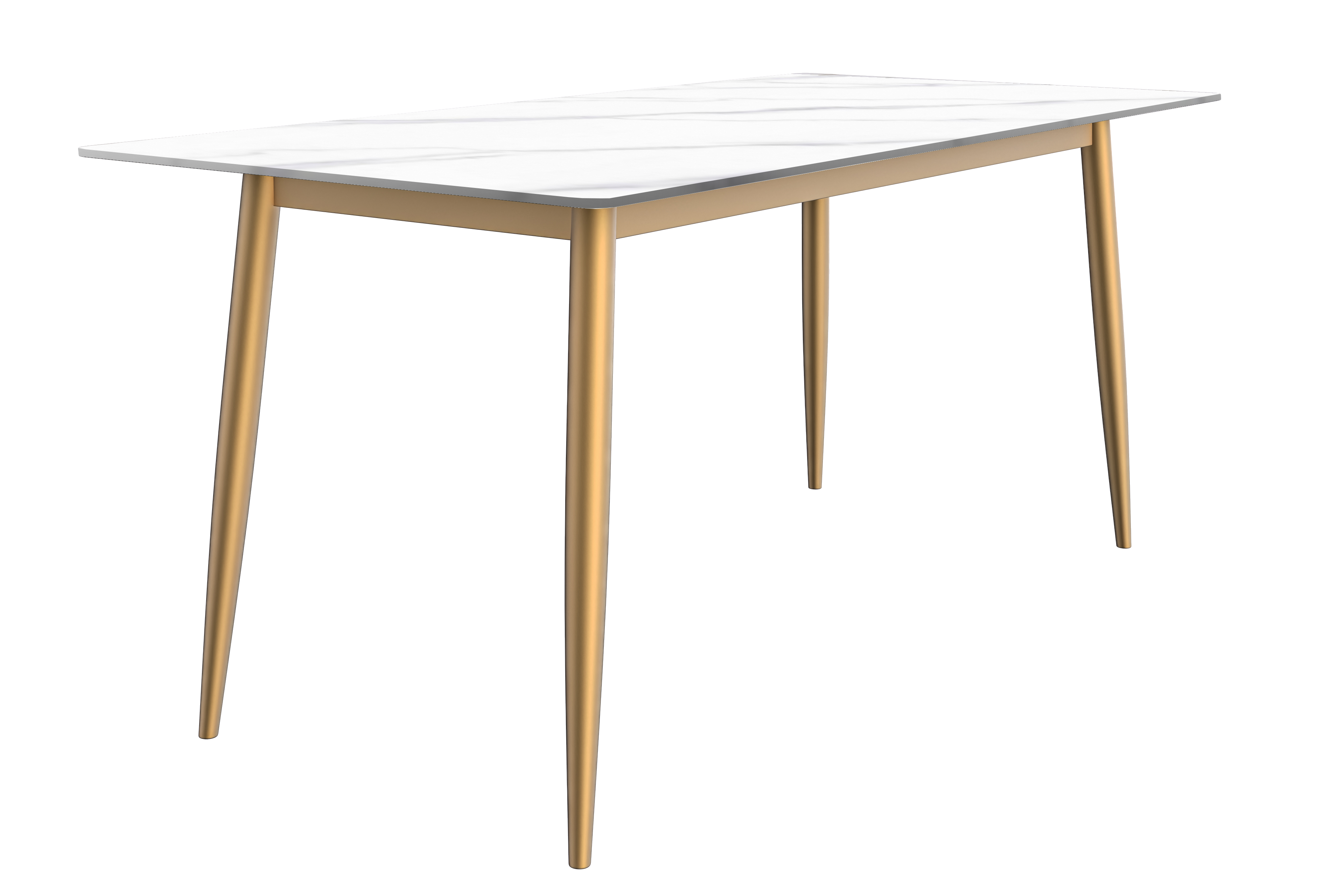 Zayle Series Modern Dining Table Brushed Gold Base, With 55 Black Glass Top