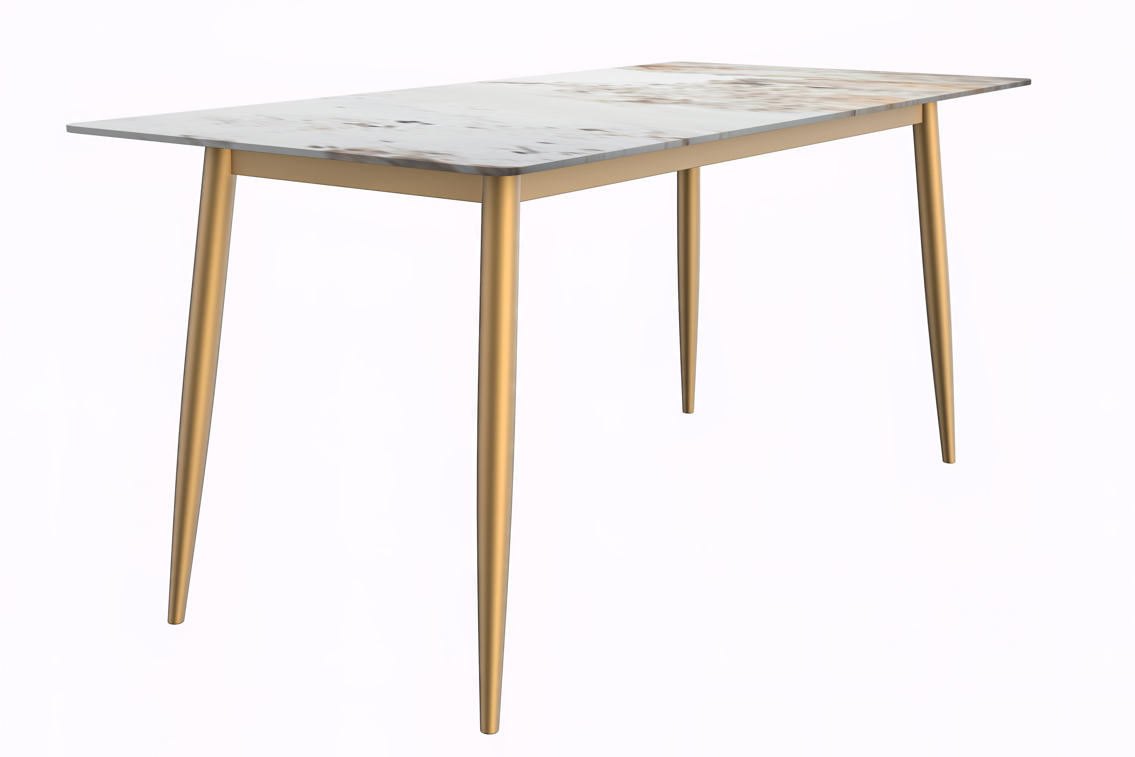 Zayle Series Modern Dining Table Brushed Gold Base, With 71 Black Glass Top