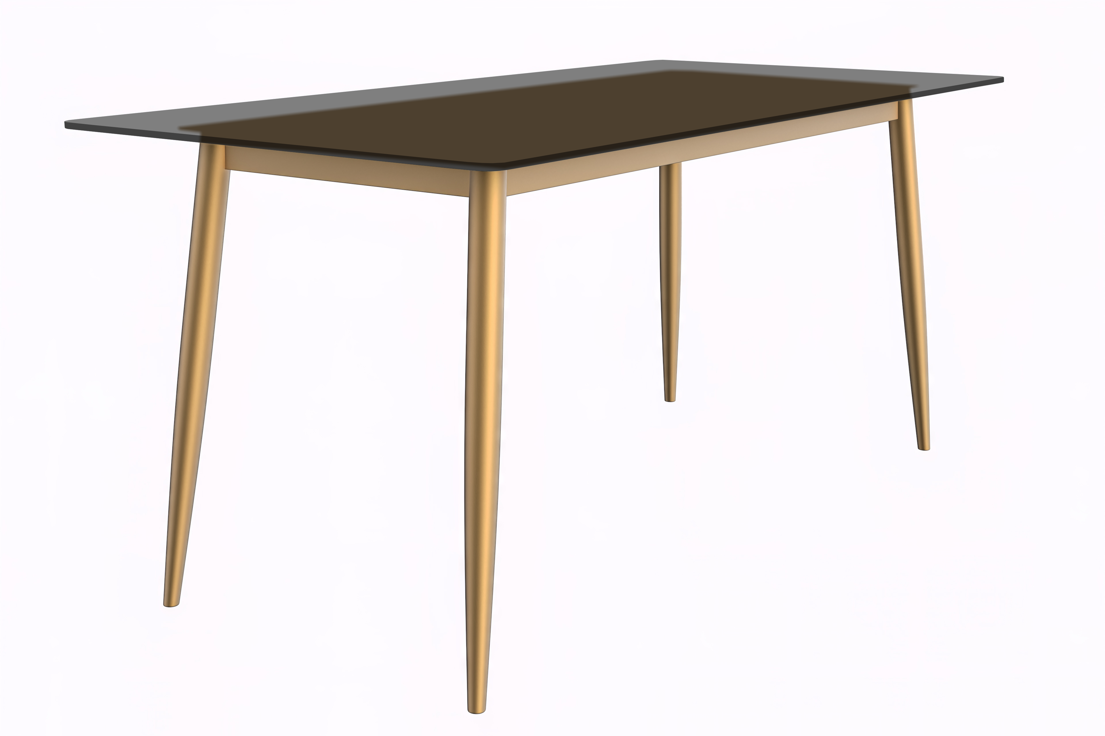 Zayle Series Modern Dining Table Brushed Gold Base, With 71 Black Glass Top