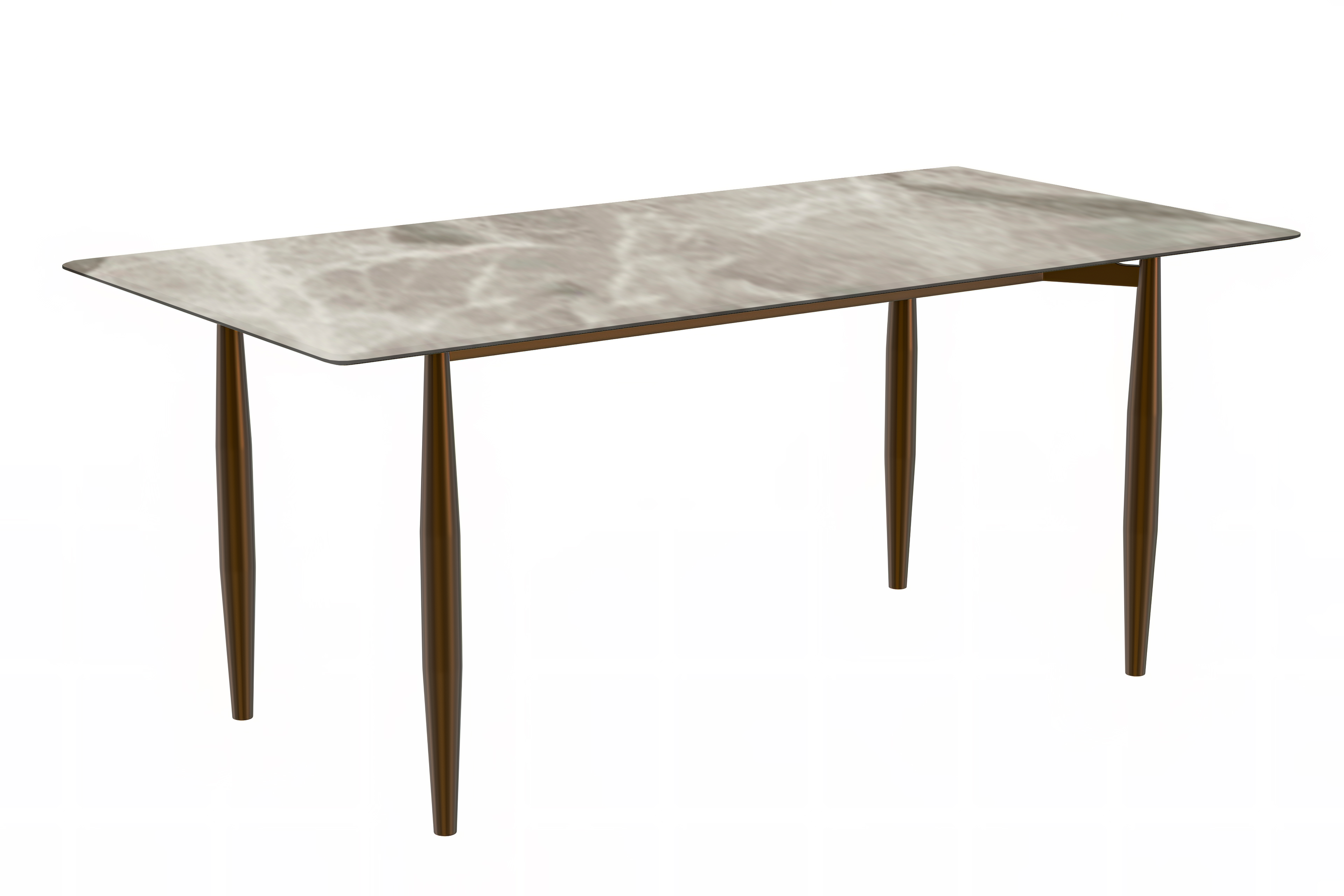 Zinti Series Modern Dining Table Bronze Base, With 55" Black Glass Top