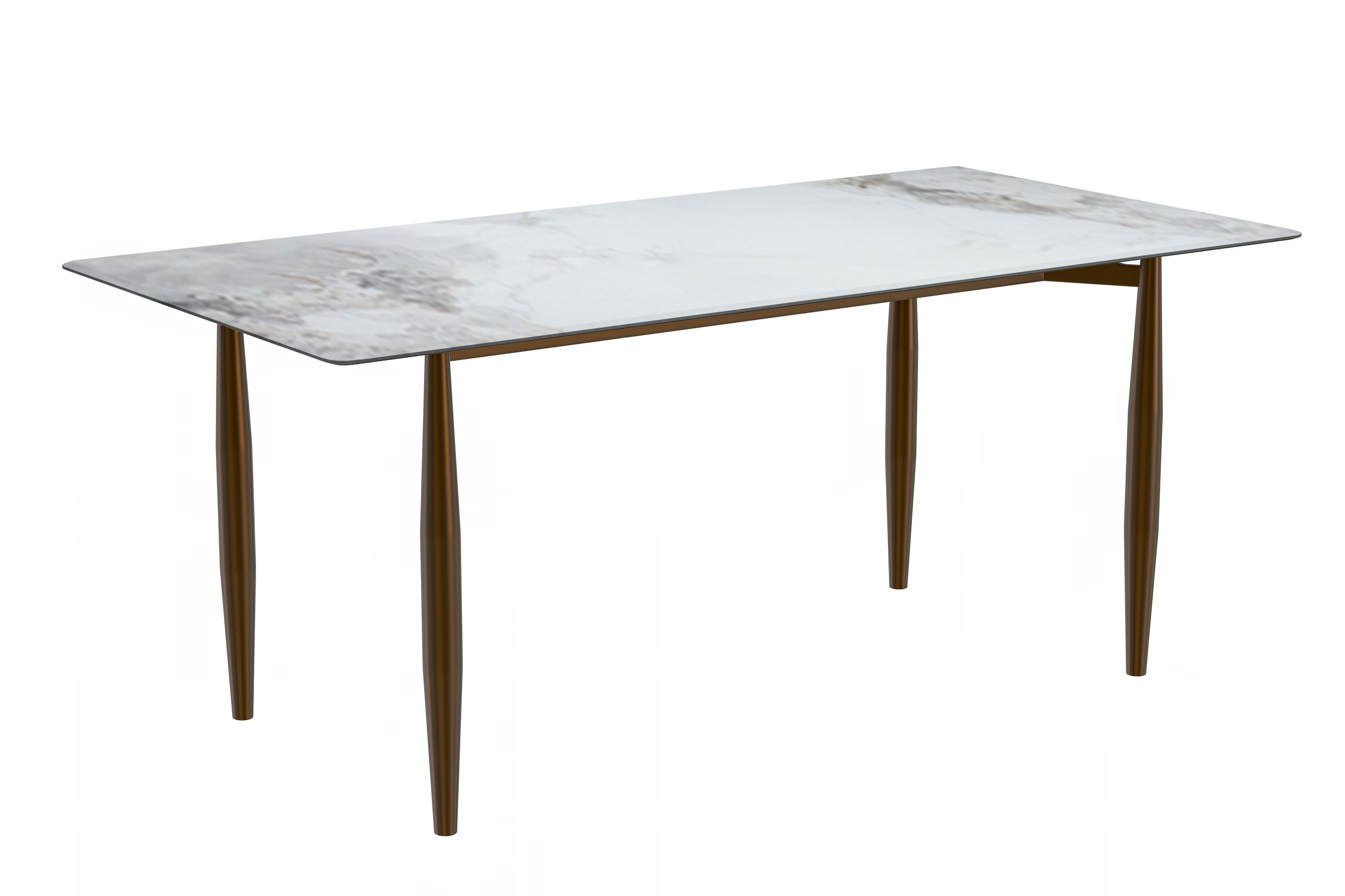 Zinti Series Modern Dining Table Bronze Base, With 55" Black Glass Top