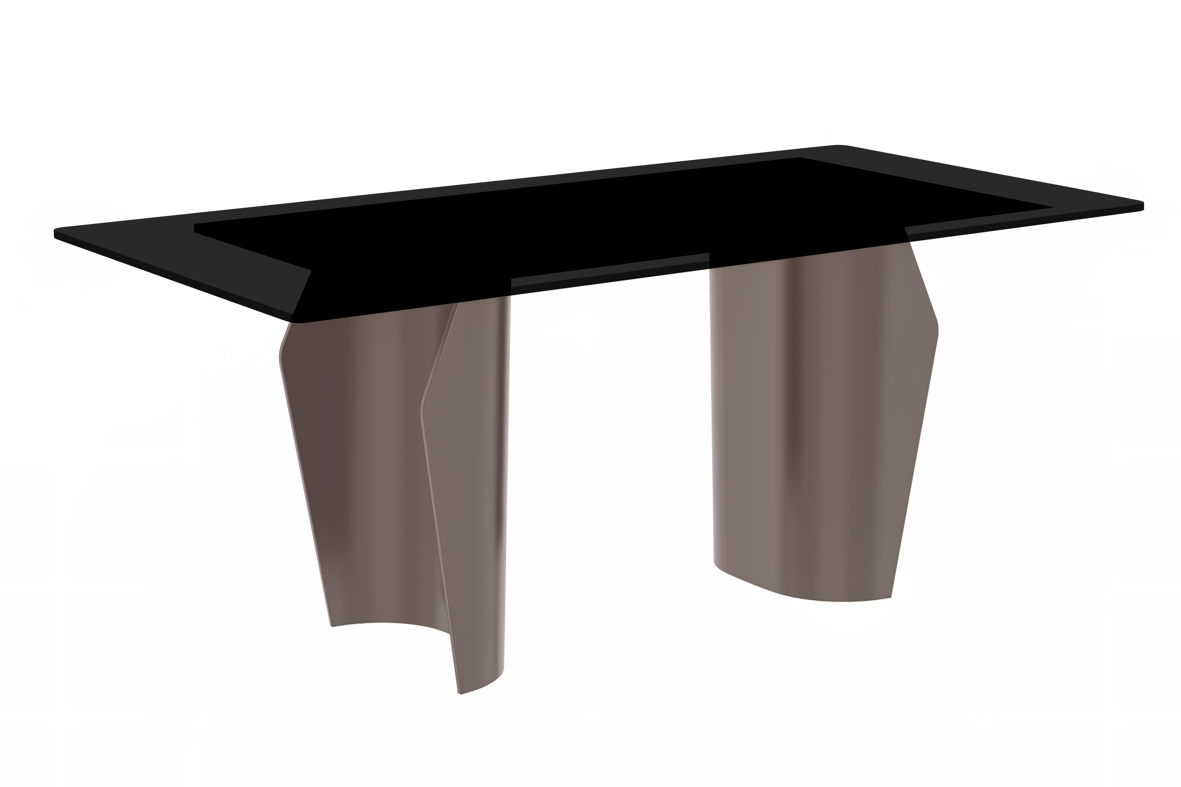 Zelan Series Modern Dining Table Champagne Gold Stainless steel Base, With 55" Black Glass Top