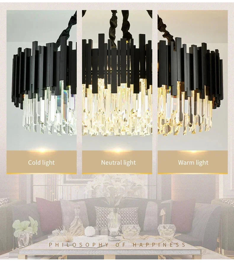 Zen Modern Gold Crystal Chandelier