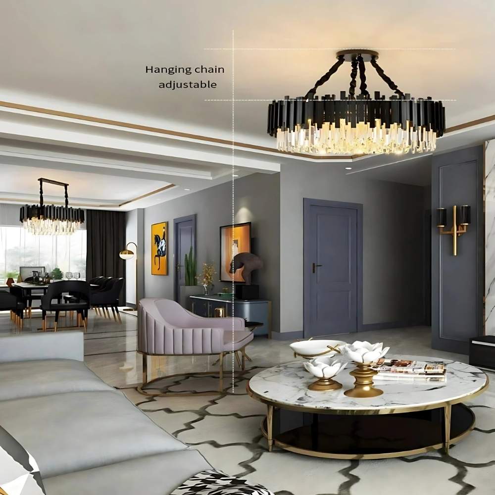Zen Modern Gold Crystal Chandelier