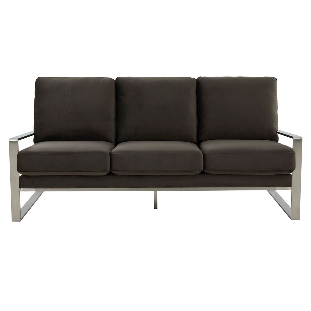 Emil Velvet Sofa - Silver Frame