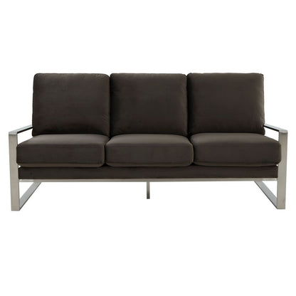 Emil Velvet Sofa - Silver Frame