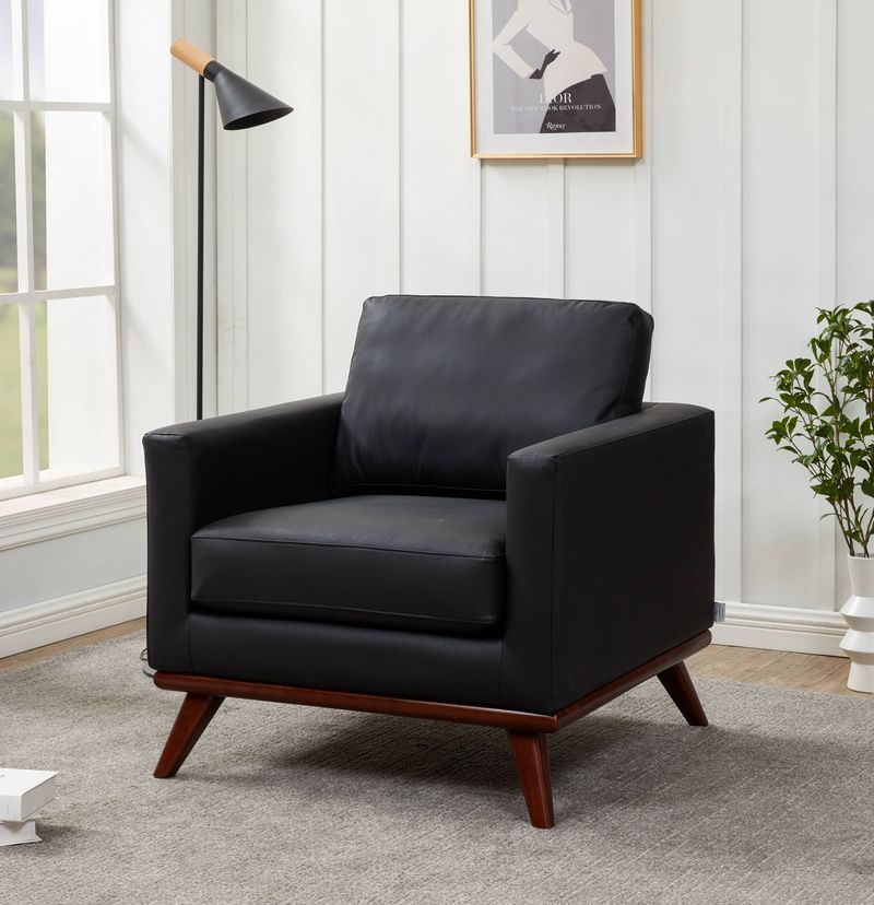 Edvin Leather Accent Arm Chair