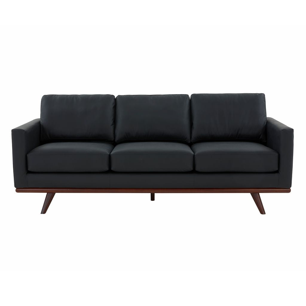 Edvin Leather Sofa - Birch Wood Base