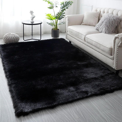 Faux Wool Plush Rug Soft Shaggy Carpet Home Floor Area Mat Decoration