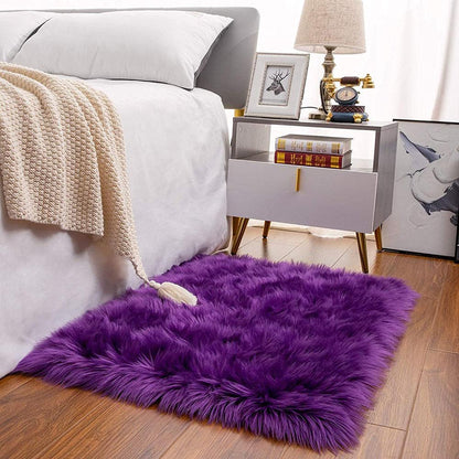 Faux Wool Plush Rug Soft Shaggy Carpet Home Floor Area Mat Decoration