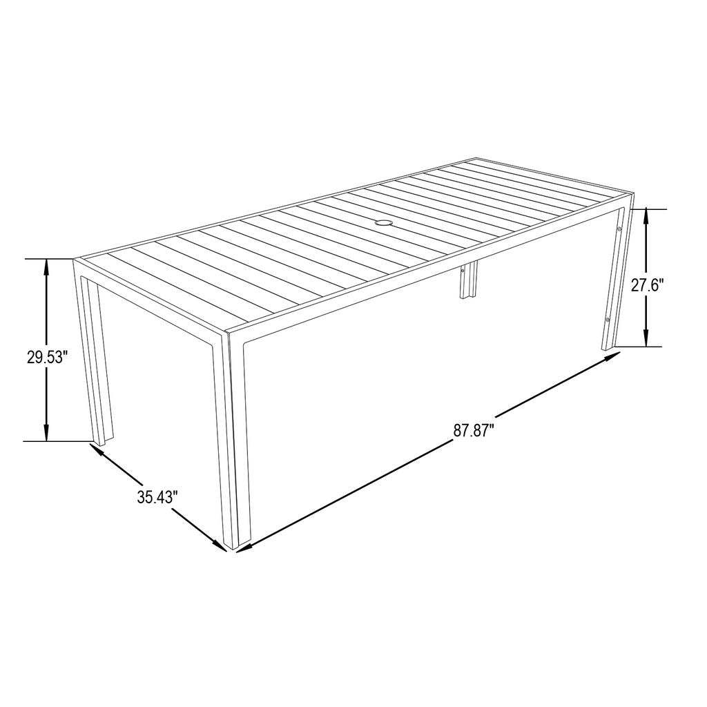 Agnes Aluminum Outdoor 87" Dining Table