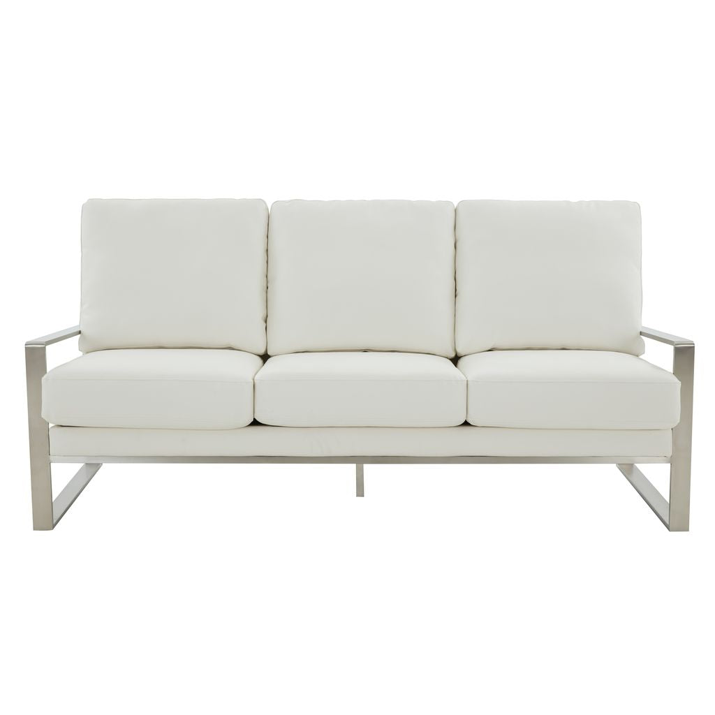 Emil Leather Sofa - Silver Frame