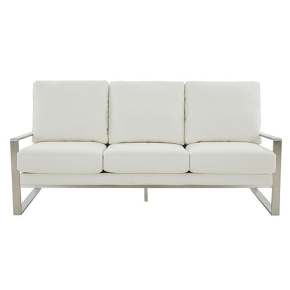 Emil Leather Sofa - Silver Frame
