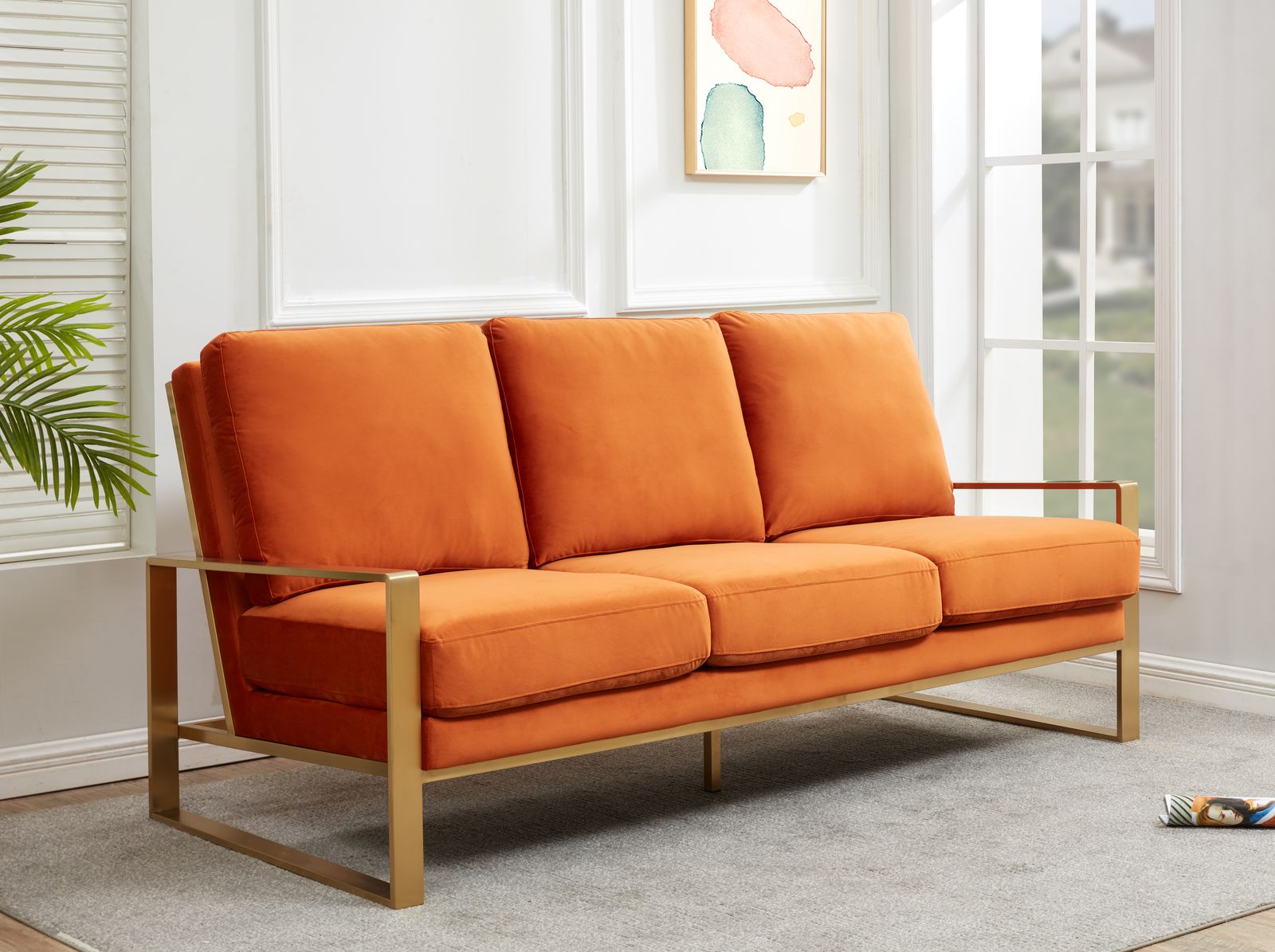 Emil Velvet Sofa - Gold Frame