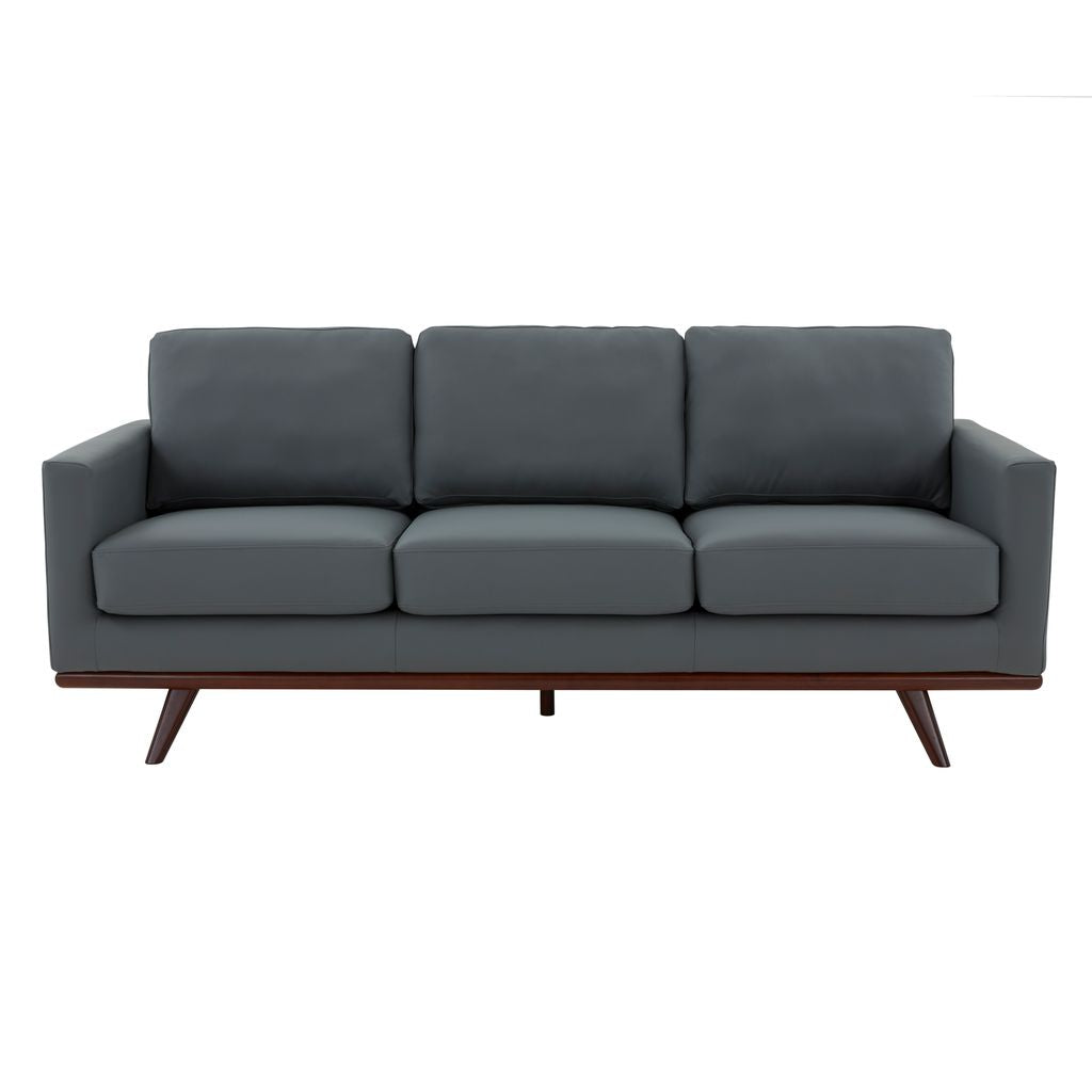 Edvin Leather Sofa - Birch Wood Base