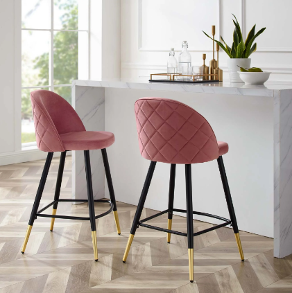 Corine Performance Velvet Counter Stools - Set of 2