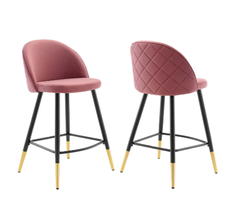 Corine Performance Velvet Counter Stools - Set of 2