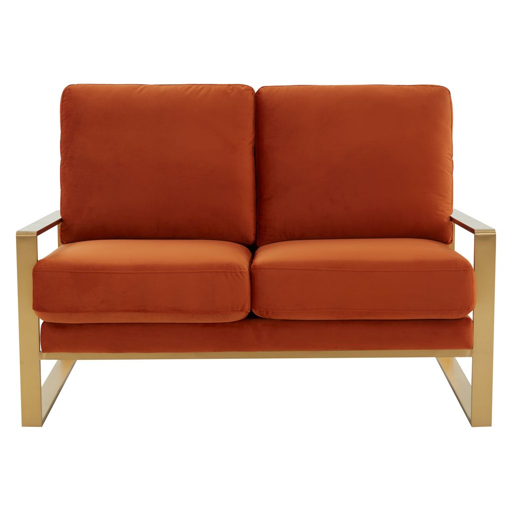 Emil Velvet Loveseat - Gold Frame