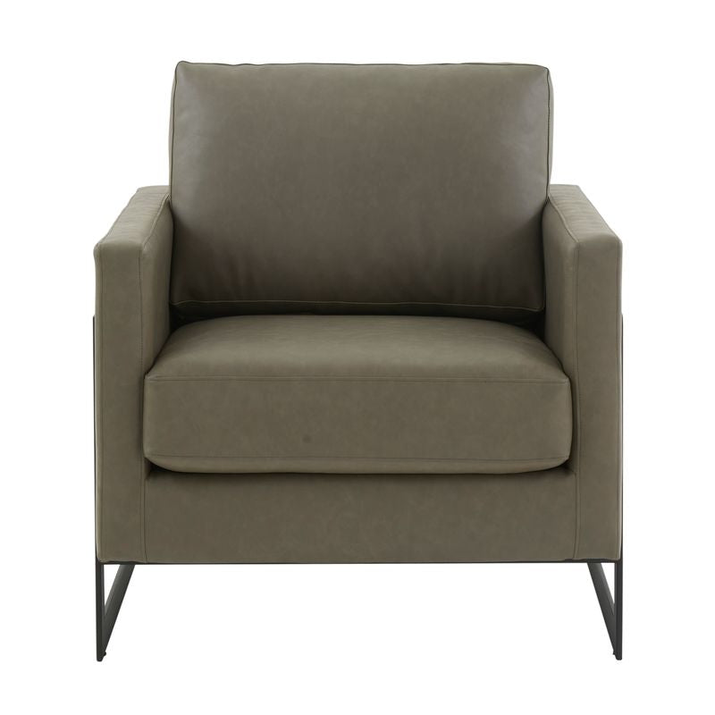 Elton Leather Accent Armchair - Black Frame