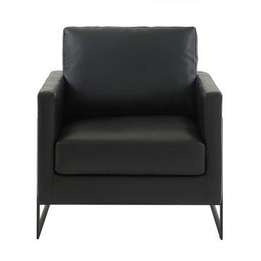 Elton Leather Accent Armchair - Black Frame
