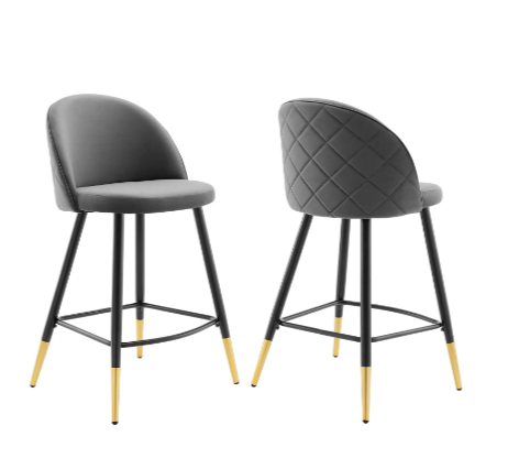 Corine Performance Velvet Counter Stools - Set of 2