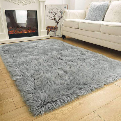 Faux Wool Plush Rug Soft Shaggy Carpet Home Floor Area Mat Decoration