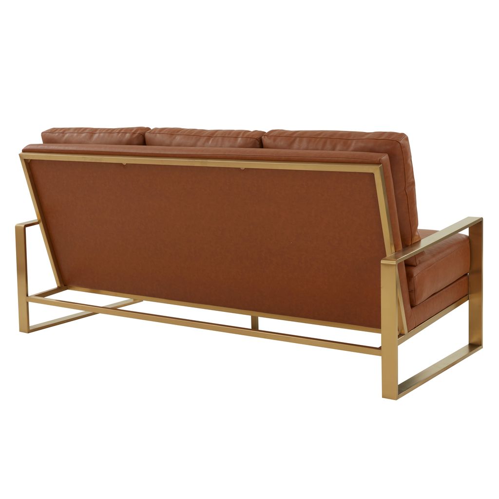 Emil Leather Sofa - Gold Frame