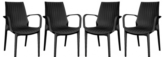 Anders Outdoor Patio Plastic Dining Arm Chair - Set of 4