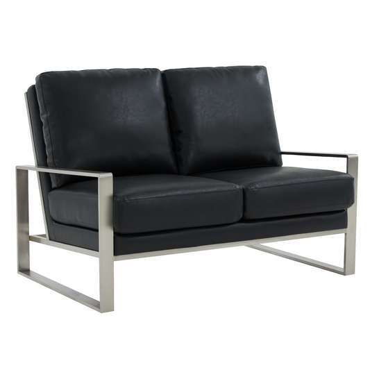 Emil Faux Leather Loveseat - Silver Frame