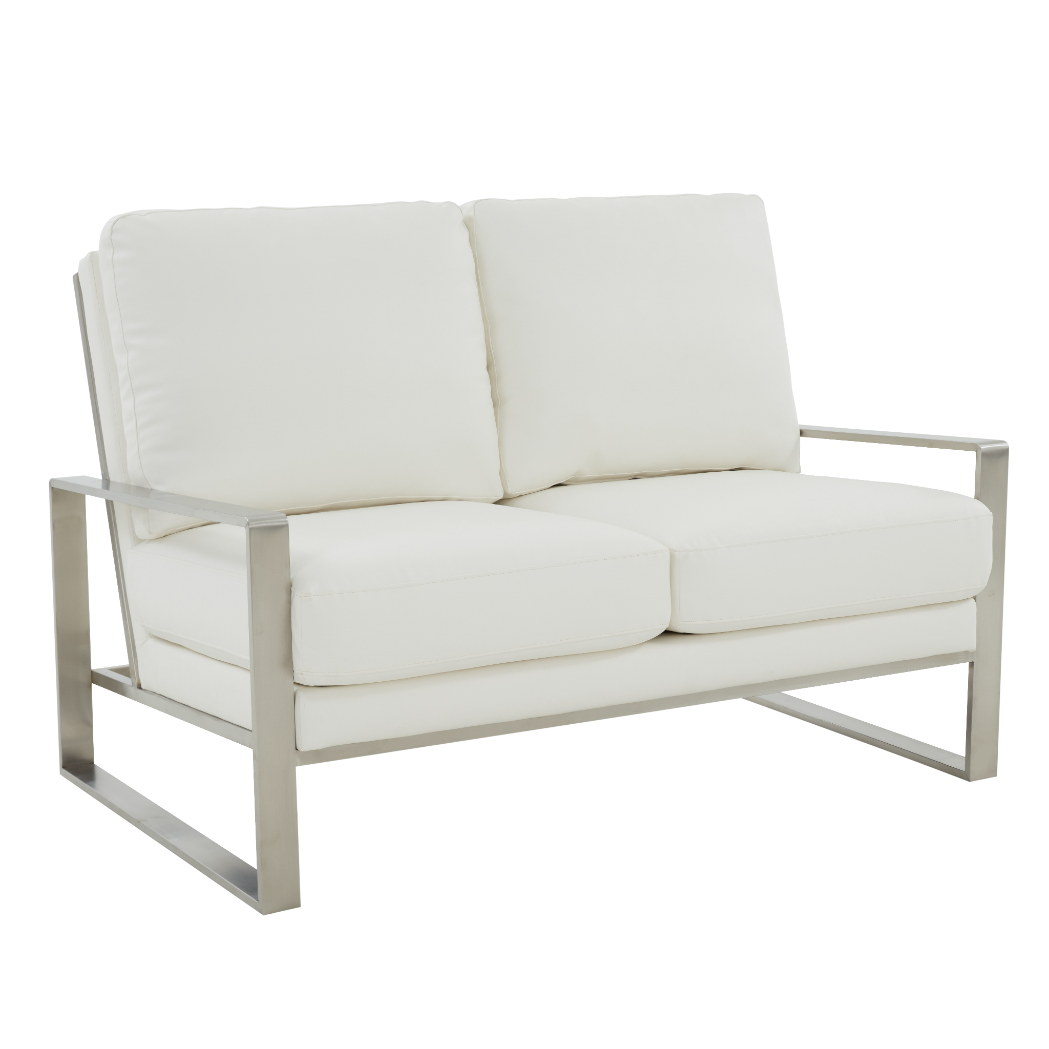 Emil Faux Leather Loveseat - Silver Frame