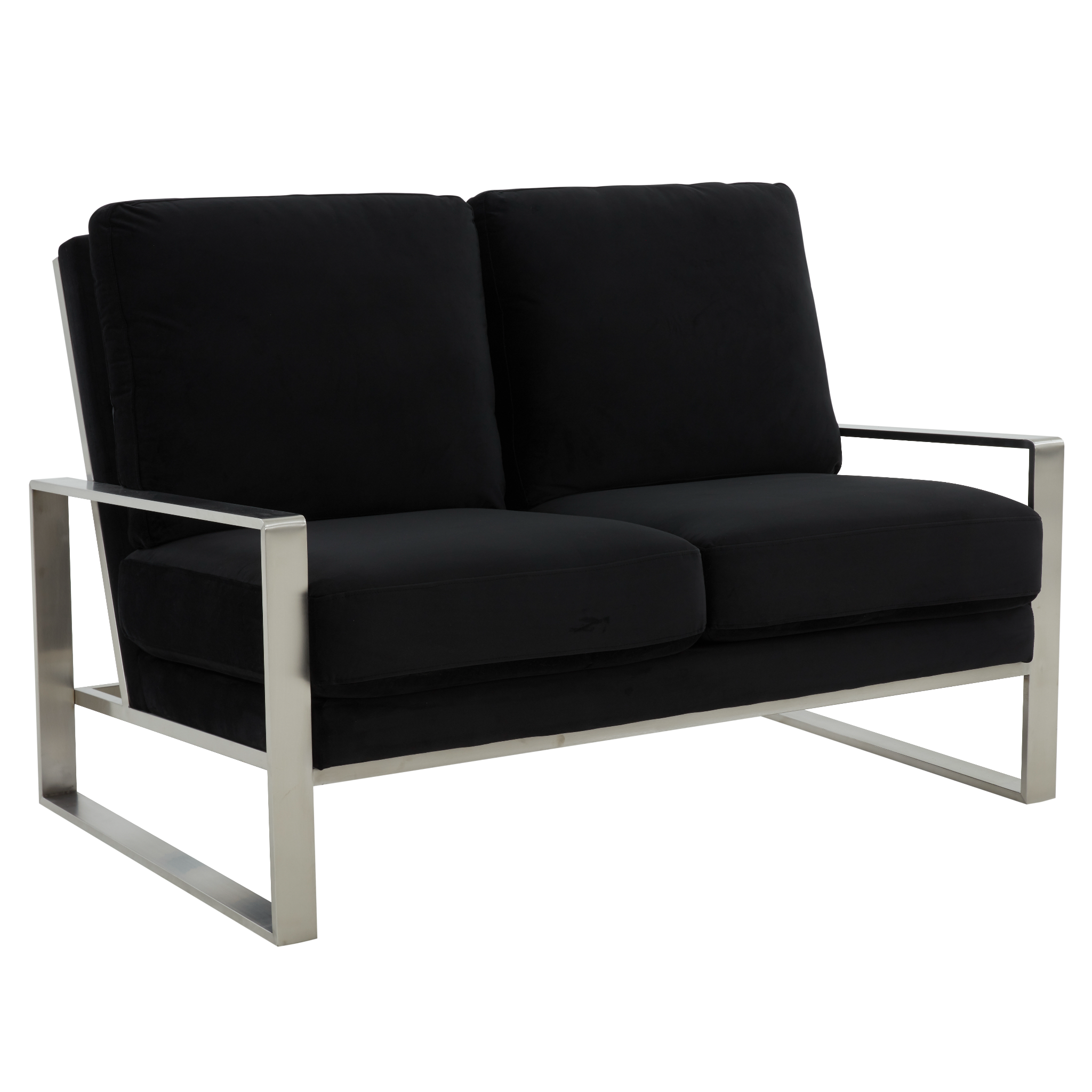 Emil Velvet Loveseat - Silver Frame