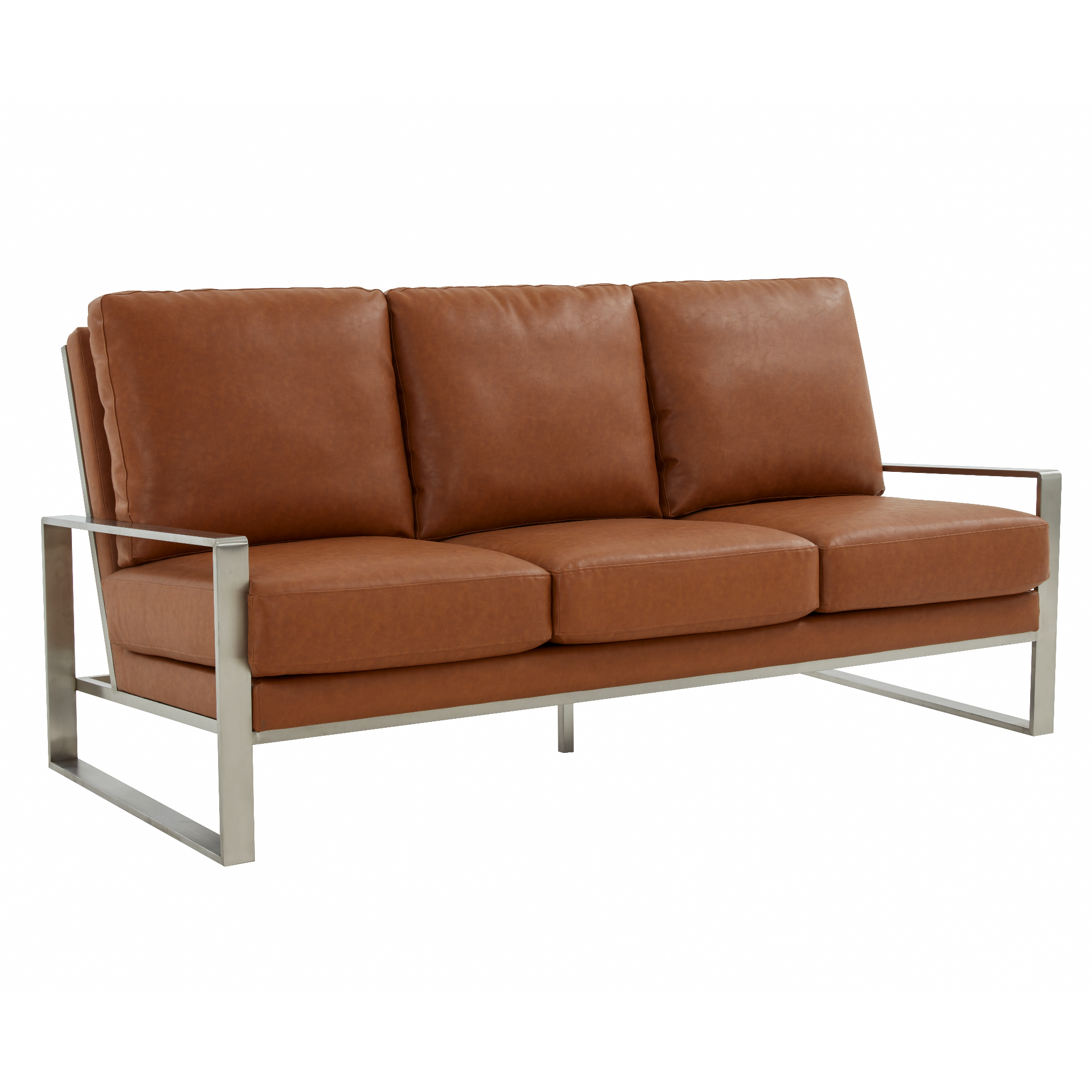 Emil Leather Sofa - Silver Frame