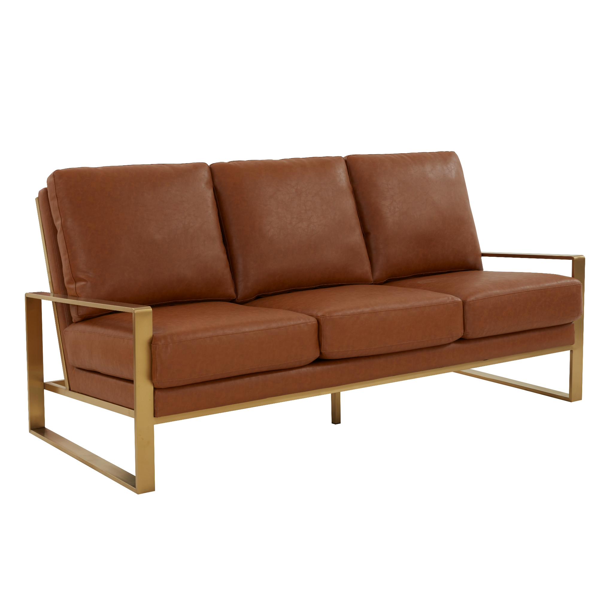 Emil Leather Sofa - Gold Frame