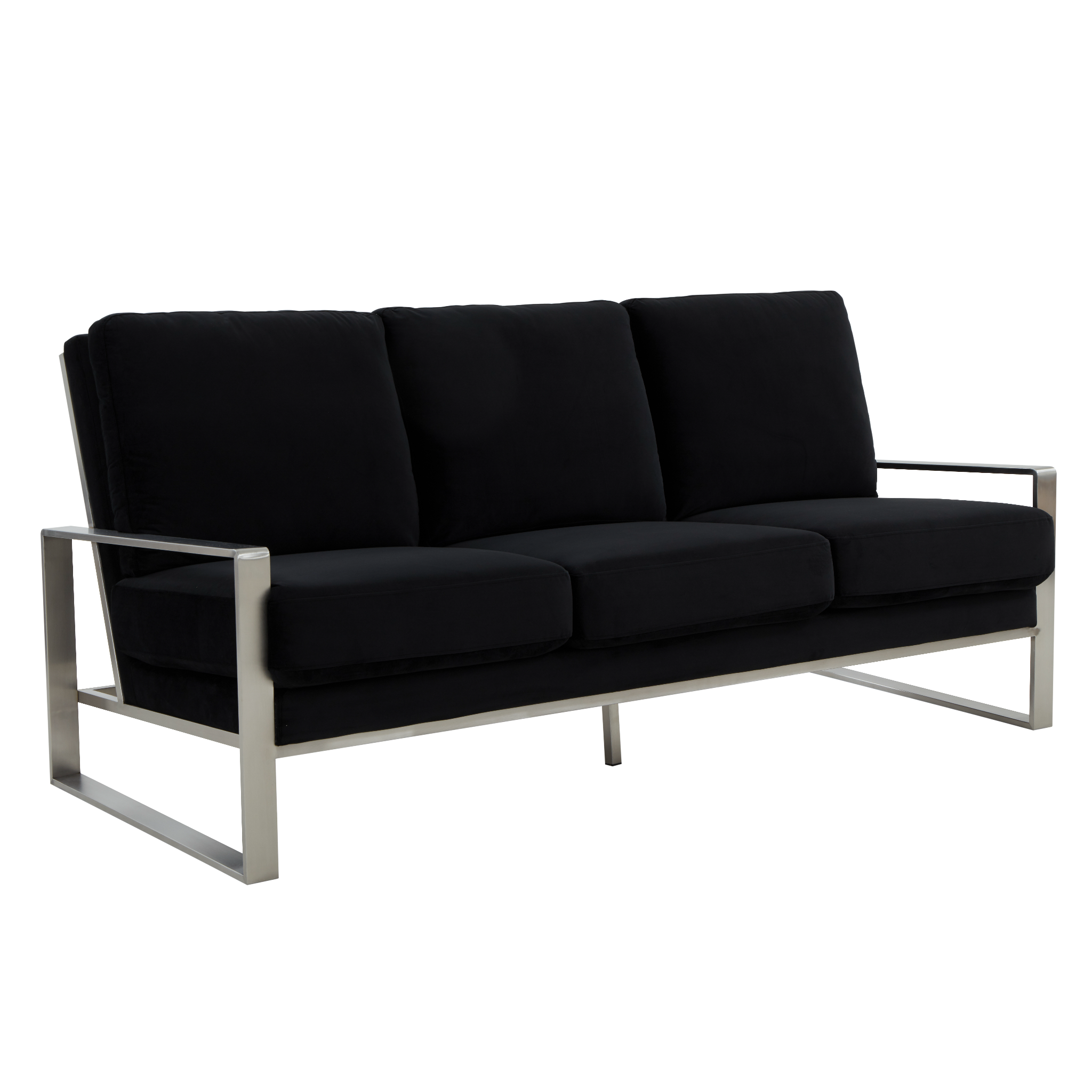 Emil Velvet Sofa - Silver Frame