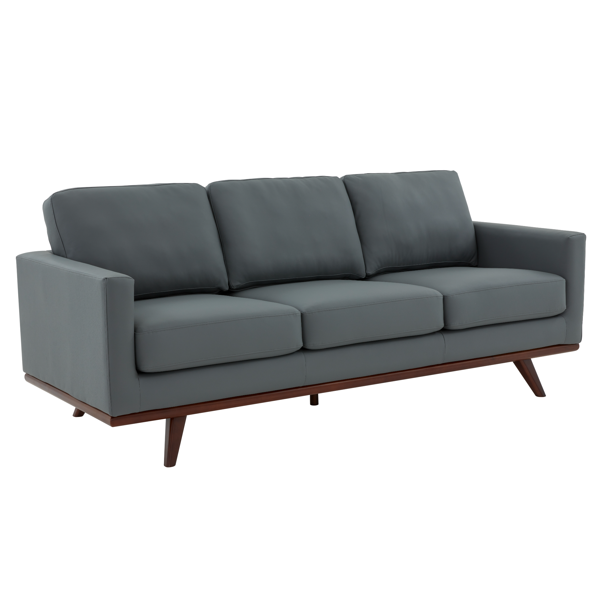 Edvin Leather Sofa - Birch Wood Base