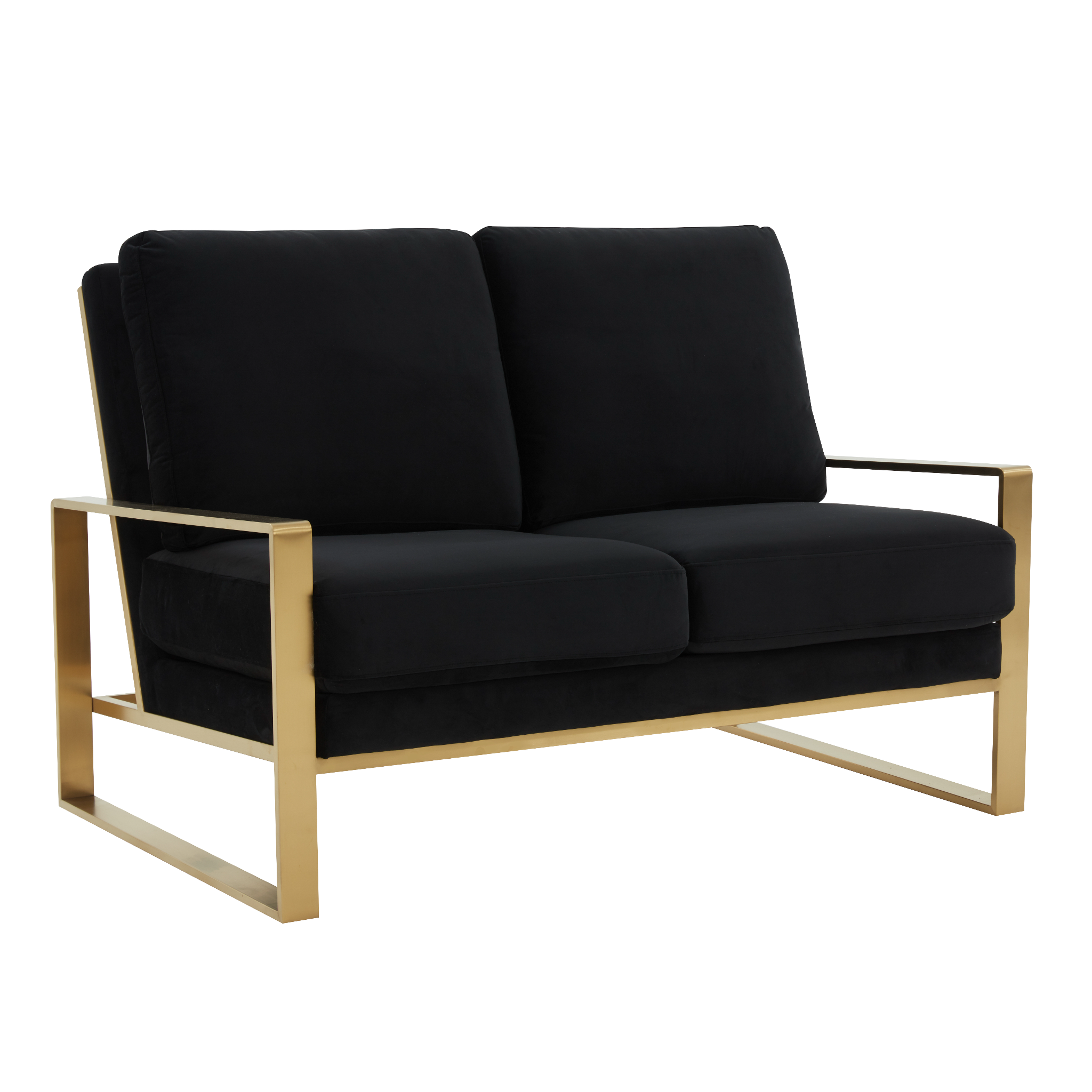 Emil Velvet Loveseat - Gold Frame