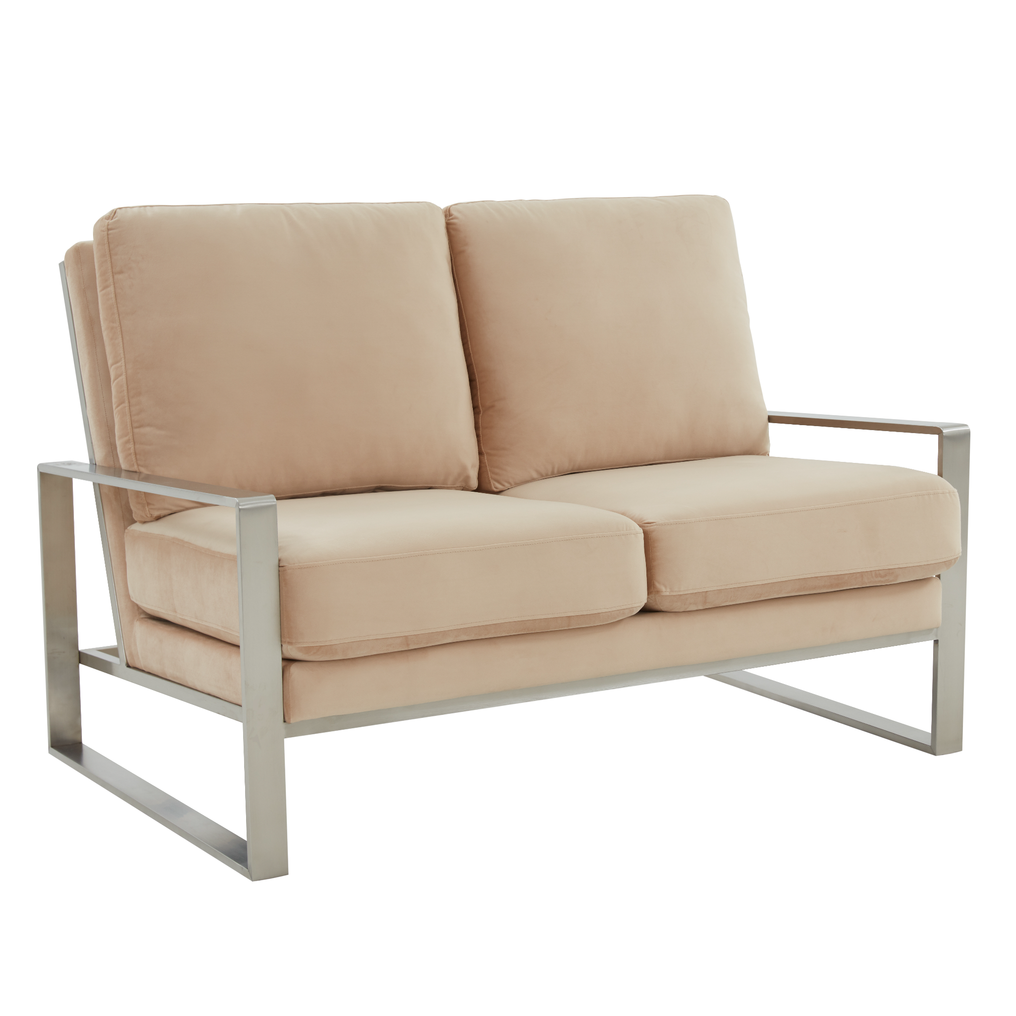 Emil Velvet Loveseat - Silver Frame