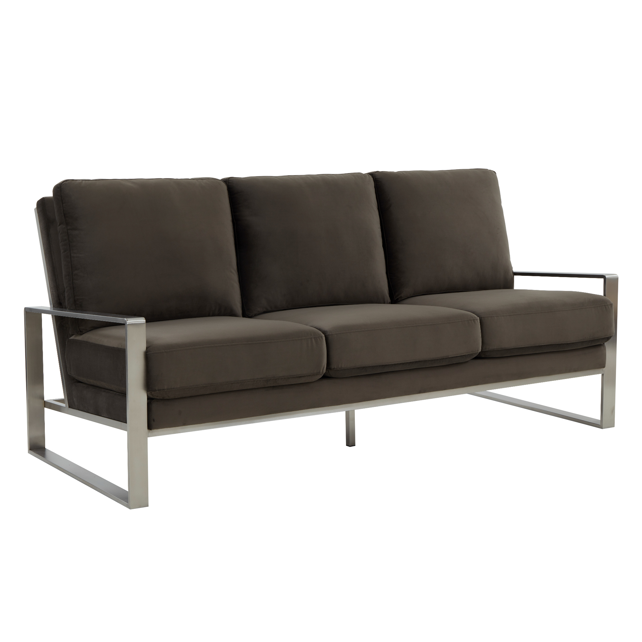 Emil Velvet Sofa - Silver Frame