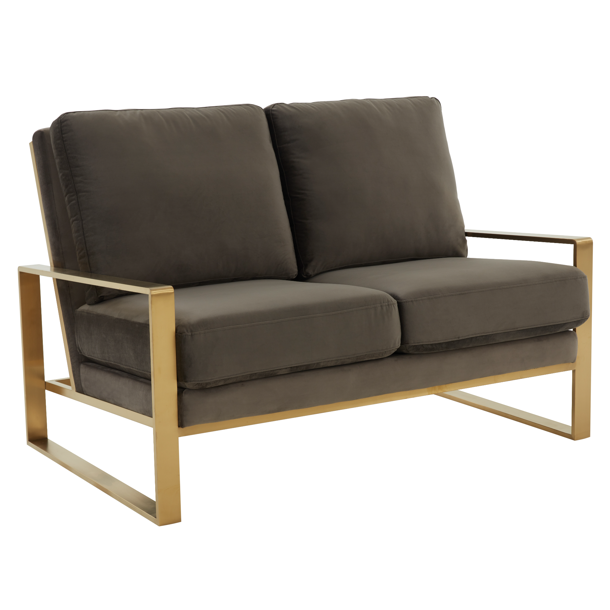 Emil Velvet Loveseat - Gold Frame