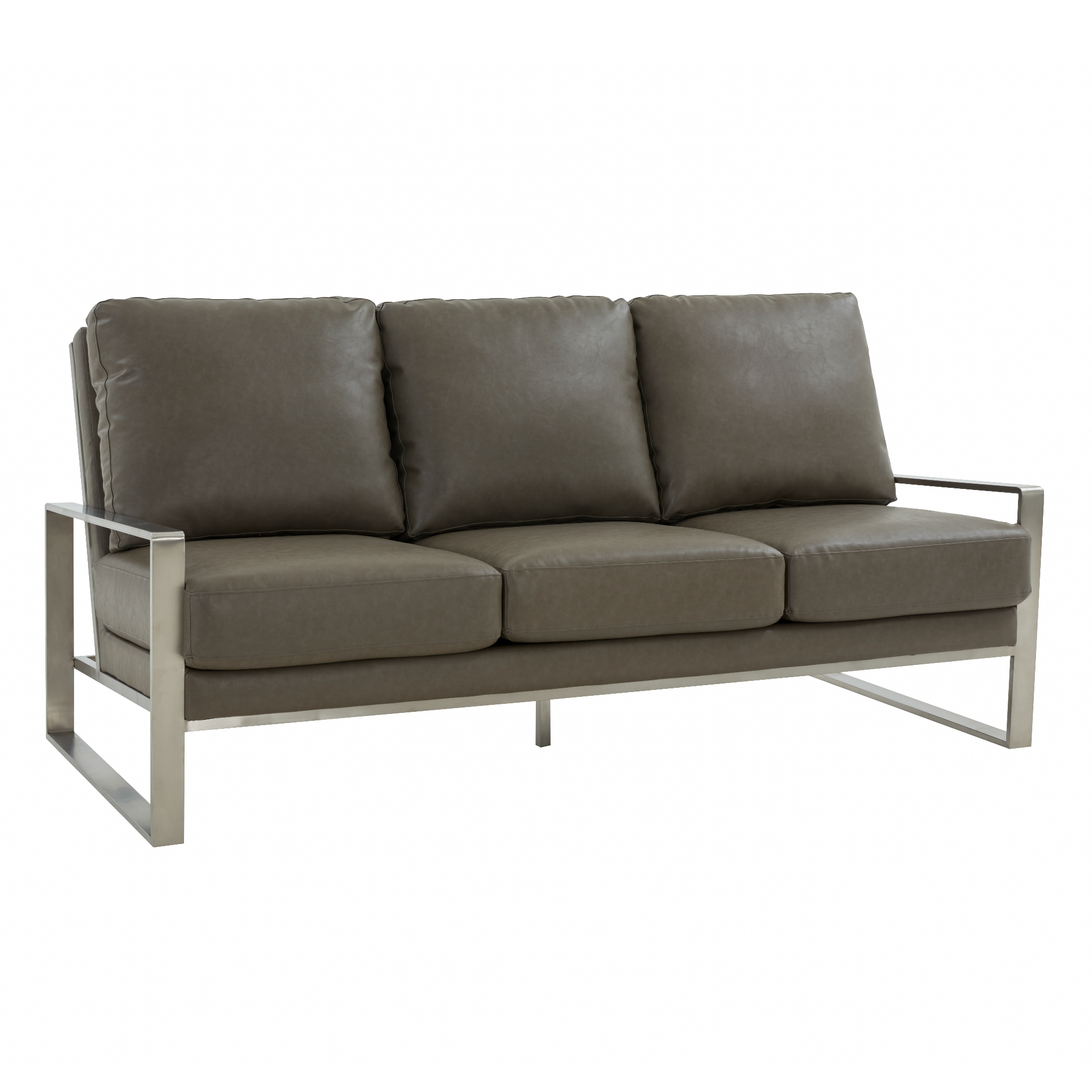 Emil Leather Sofa - Silver Frame