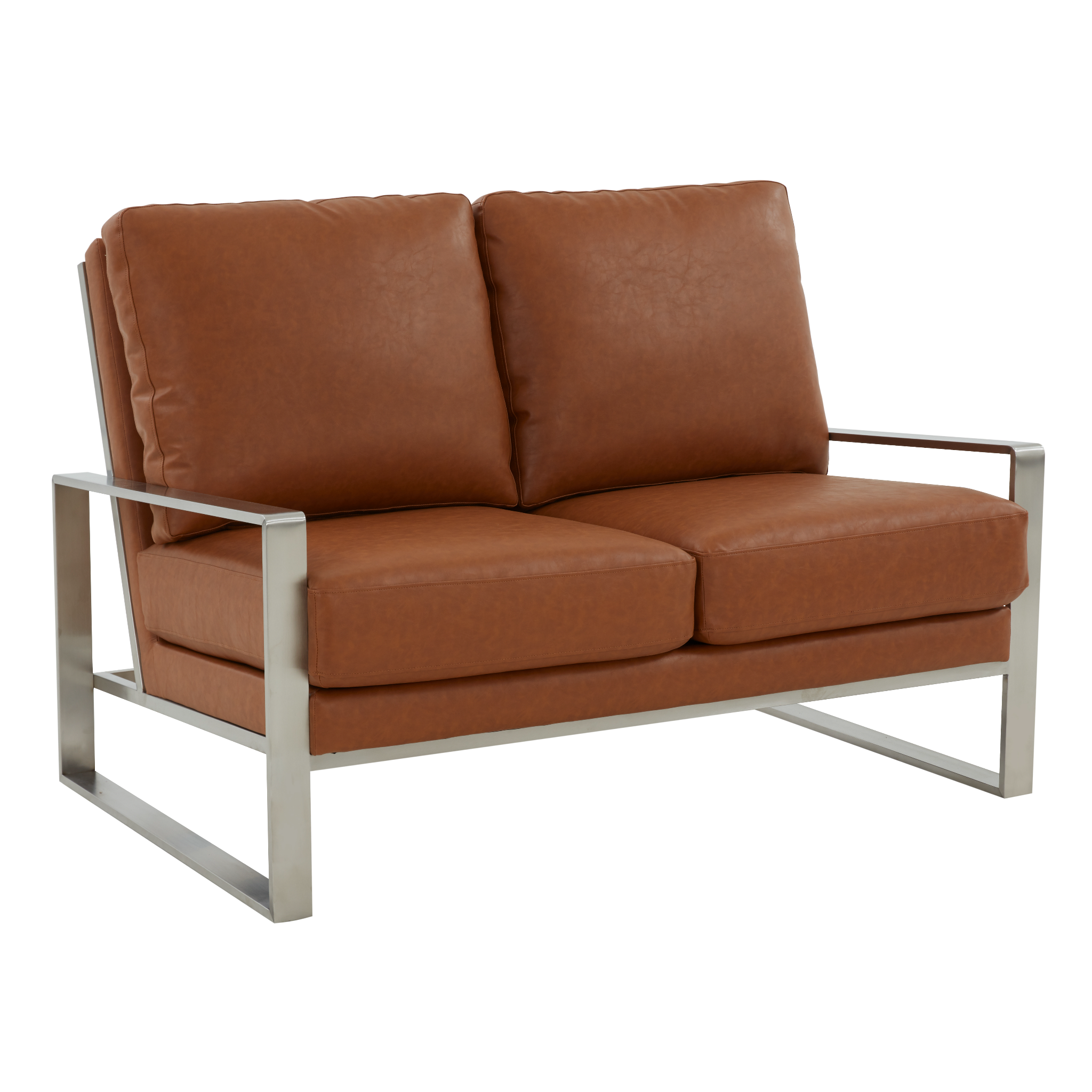 Emil Faux Leather Loveseat - Silver Frame