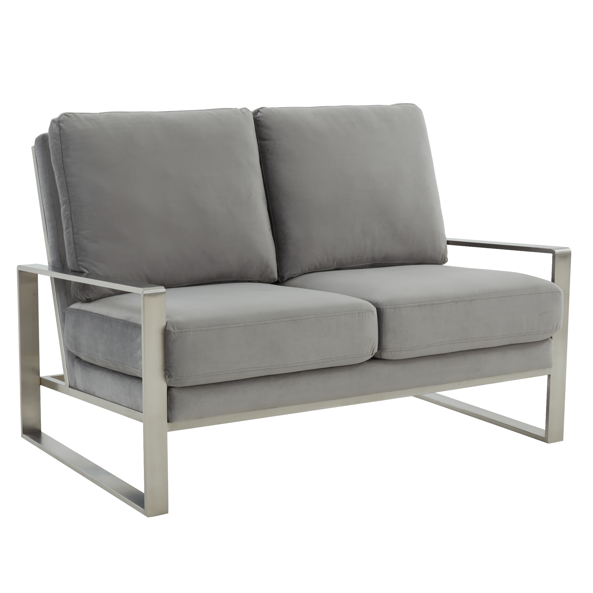 Emil Velvet Loveseat - Silver Frame