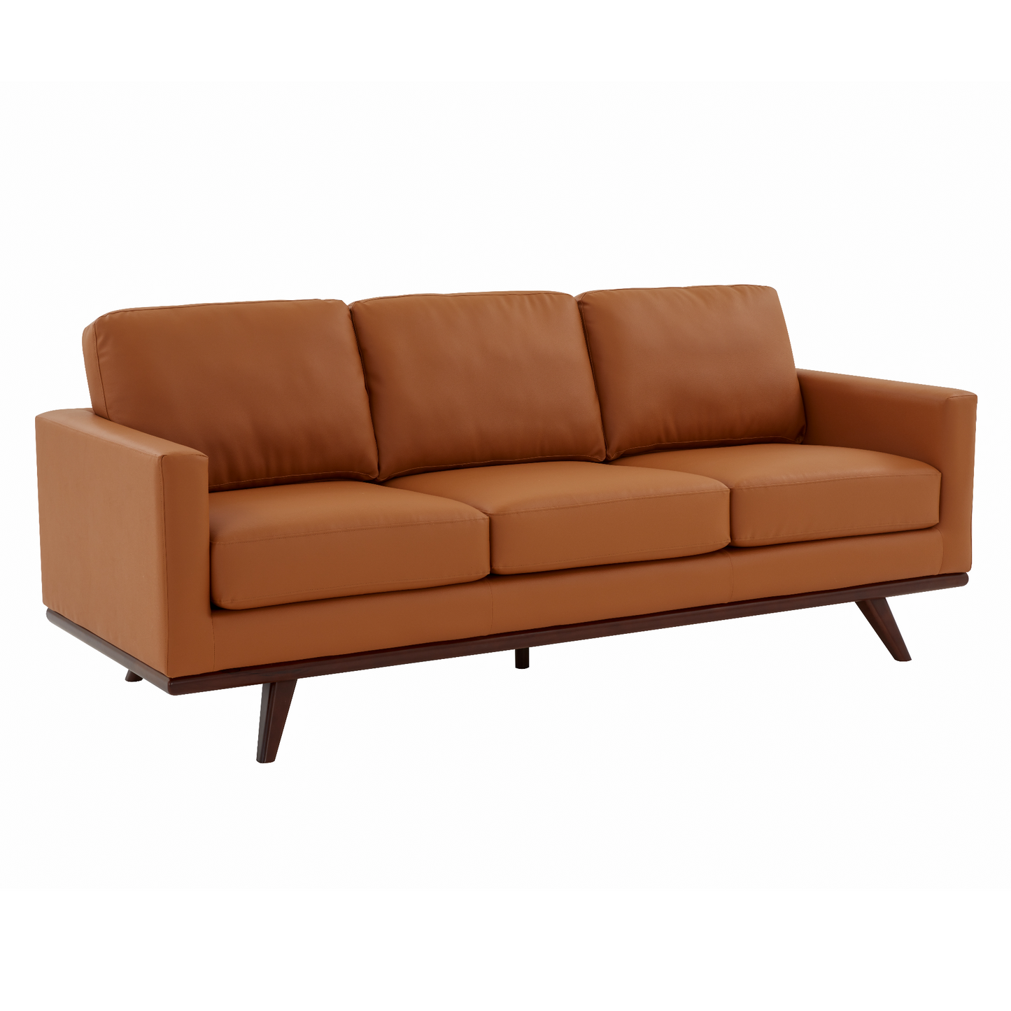 Edvin Leather Sofa - Birch Wood Base
