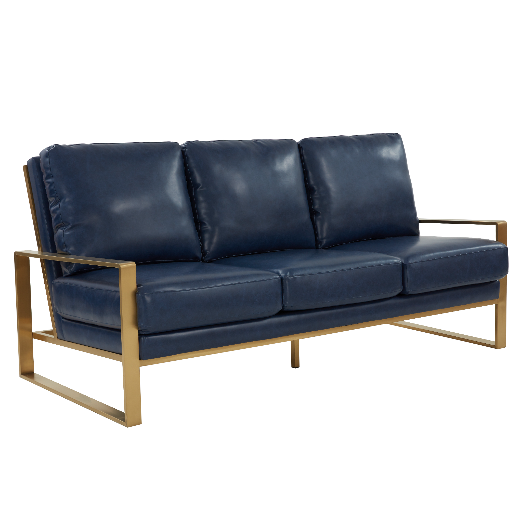 Emil Leather Sofa - Gold Frame