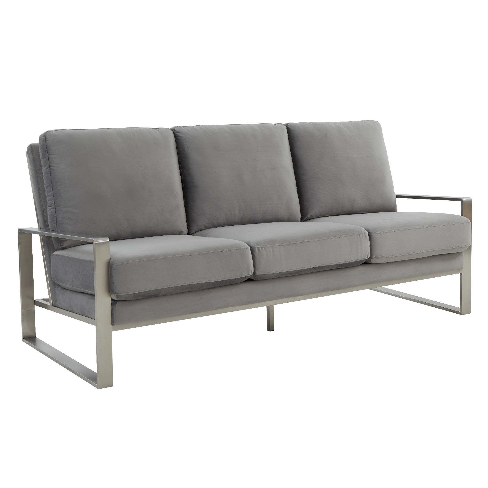 Emil Velvet Sofa - Silver Frame