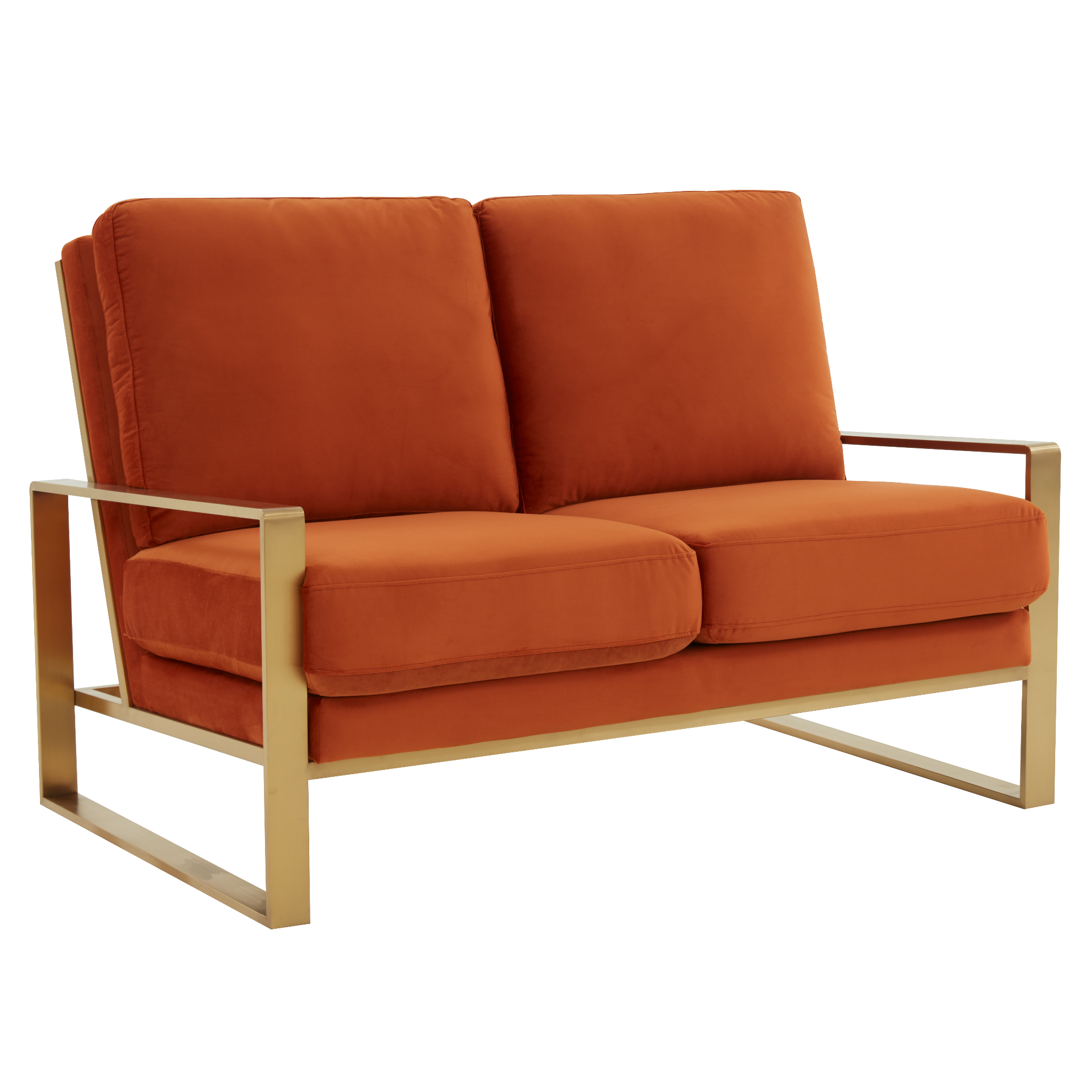 Emil Velvet Loveseat - Gold Frame