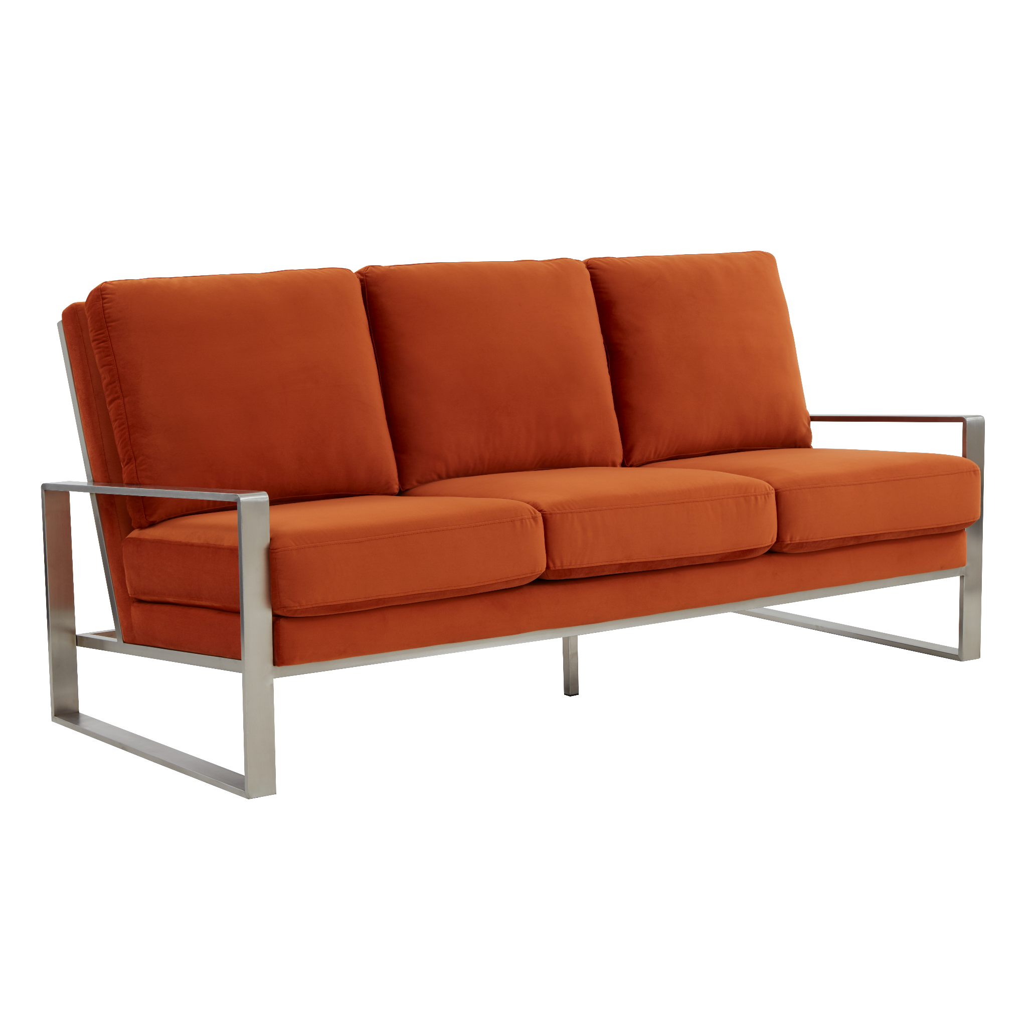 Emil Velvet Sofa - Silver Frame